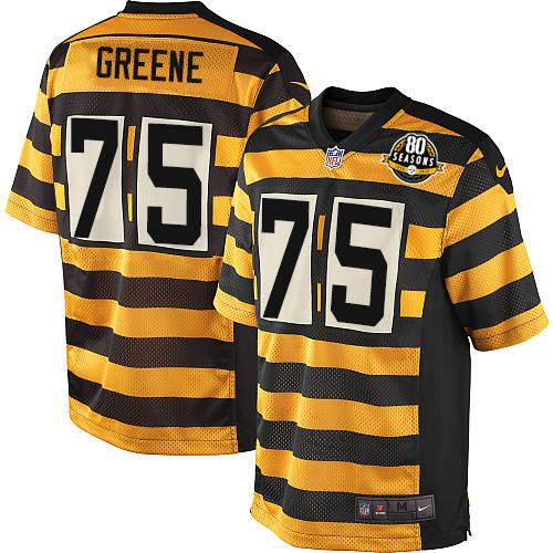 Men's Game Joe Greene 80th Anniversary Nike Jersey Gold/Black Alternate - #75 Throwback NFL Pittsburgh Steelers